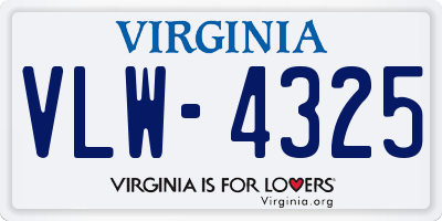 VA license plate VLW4325