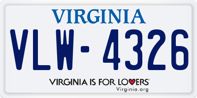 VA license plate VLW4326