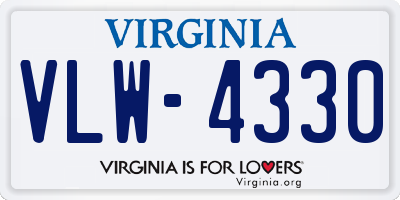 VA license plate VLW4330