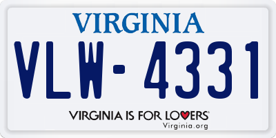 VA license plate VLW4331