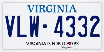 VA license plate VLW4332