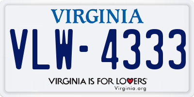 VA license plate VLW4333