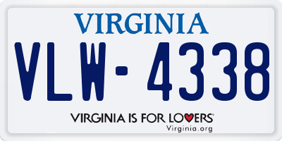 VA license plate VLW4338