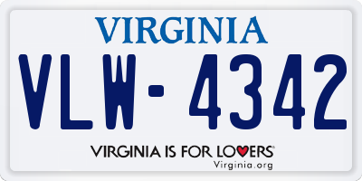 VA license plate VLW4342