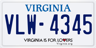 VA license plate VLW4345