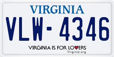 VA license plate VLW4346