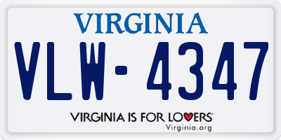 VA license plate VLW4347