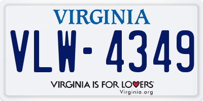 VA license plate VLW4349