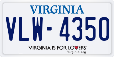 VA license plate VLW4350