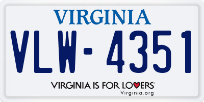 VA license plate VLW4351