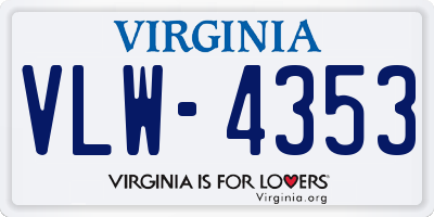 VA license plate VLW4353