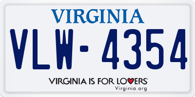 VA license plate VLW4354