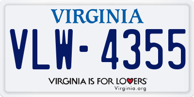 VA license plate VLW4355