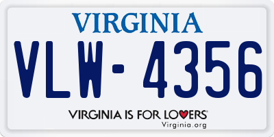 VA license plate VLW4356