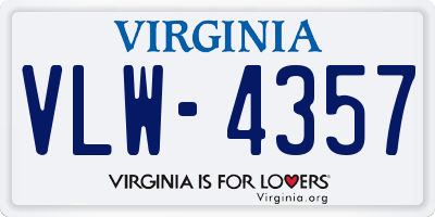 VA license plate VLW4357