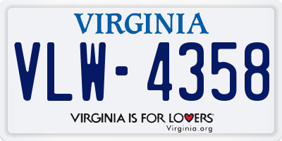 VA license plate VLW4358