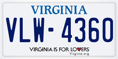 VA license plate VLW4360