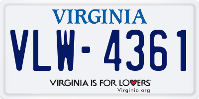 VA license plate VLW4361