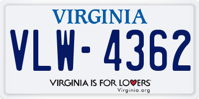 VA license plate VLW4362