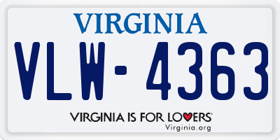 VA license plate VLW4363