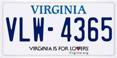 VA license plate VLW4365