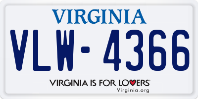 VA license plate VLW4366