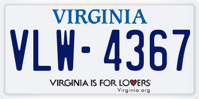 VA license plate VLW4367