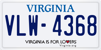 VA license plate VLW4368