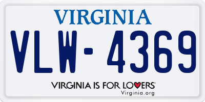 VA license plate VLW4369