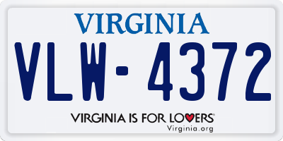 VA license plate VLW4372