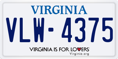 VA license plate VLW4375