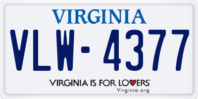 VA license plate VLW4377