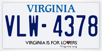 VA license plate VLW4378