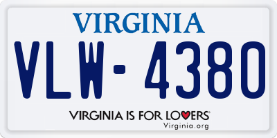 VA license plate VLW4380