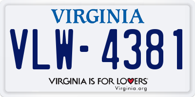 VA license plate VLW4381