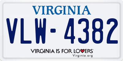 VA license plate VLW4382