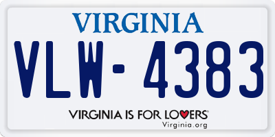 VA license plate VLW4383