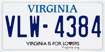 VA license plate VLW4384