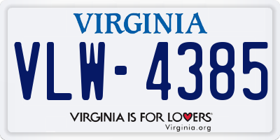 VA license plate VLW4385