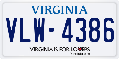 VA license plate VLW4386