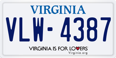 VA license plate VLW4387