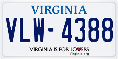 VA license plate VLW4388