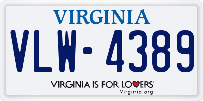 VA license plate VLW4389