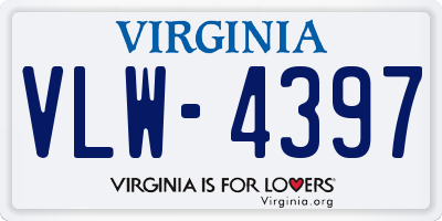 VA license plate VLW4397