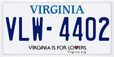 VA license plate VLW4402