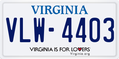 VA license plate VLW4403