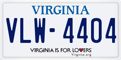 VA license plate VLW4404