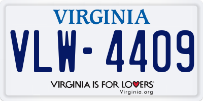 VA license plate VLW4409