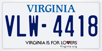 VA license plate VLW4418