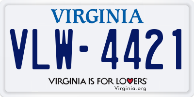 VA license plate VLW4421